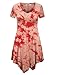Lock and Love LL WT1063 Womens Short Sleeve All Over Tie-Dye Tunic Top XXXL White_Coral