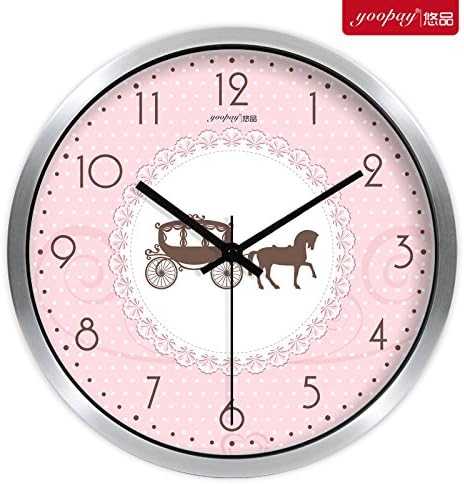 FortuneVin Wall Clock Silent movement Wall Clock Home Office Decor for Living Room Bedroom and Kitchen Clock Wall Idyllic Mute Quartz Pink Creative 10 Dia25.5Cm Metallic Silver Box