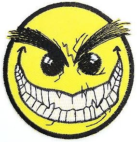 Vampire Face Smiley Acid Rave Dance Skate Iron On Embroidered Biker PatchApprox: 3"7.6cm x Approx: 2.9"/7.4cm By MNC Shop
