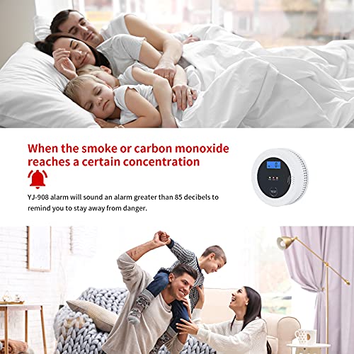 PETRICOR Smoke and Carbon Monoxide Alarm Detector with Photoelectric Sensor, LCD Display, Battery Operated. Home Fire & CO Alarms Detector (Not Hardwired) 2 Packs.