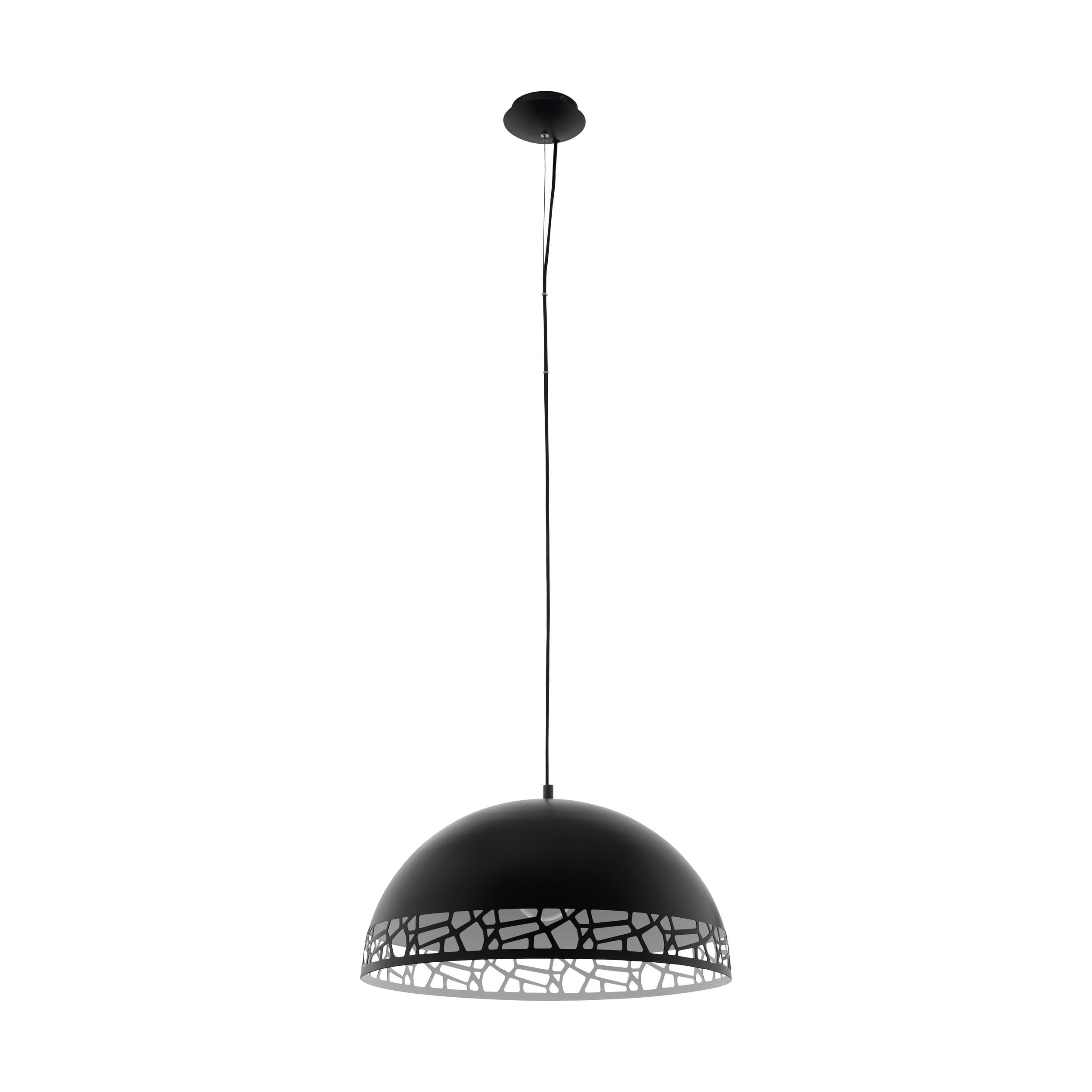 Eglo Pendant Lamp Savignano, Dining Table Pendant Light, Steel in Black and White, E27 Socket