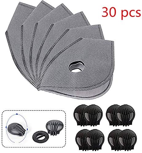 A set of 30 activated carbon N99 PM2.5,8PCS valve replacement,for mesh or neoprene dust masks, filter exhaust or anti-pollen allergy dust mask replacement filters (30PCS)