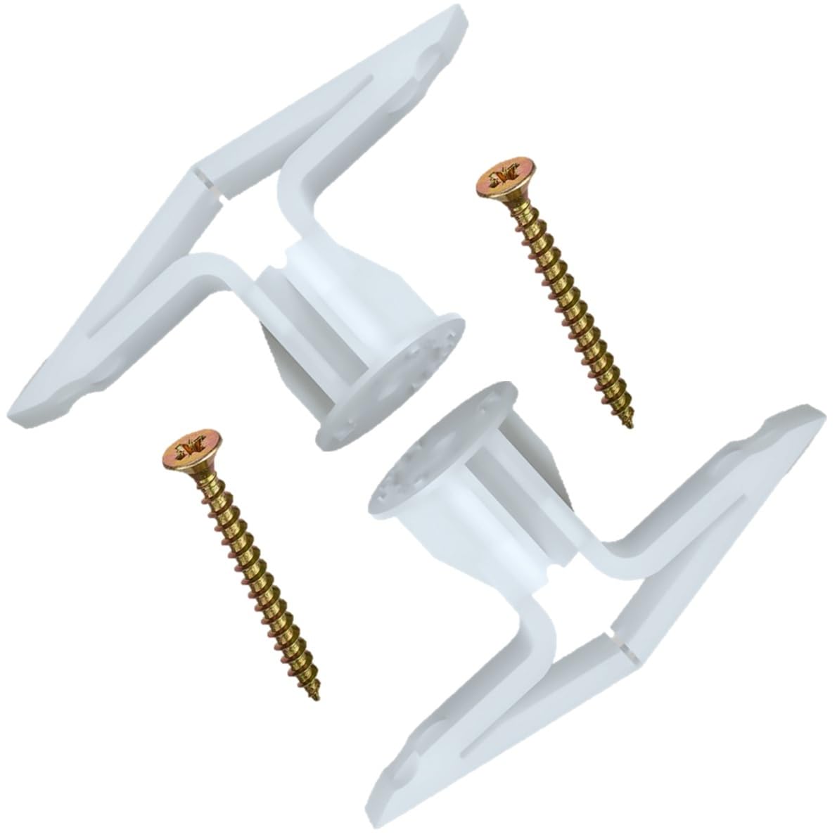 Merriway® BH01315 (20 Pcs) Poly Toggle for 16-19mm (5/8 inch - 3/4 inch) Thickness Plasterboard Hollow Wall Door Fixings for No.10 Screws - Pack of 20 Pieces
