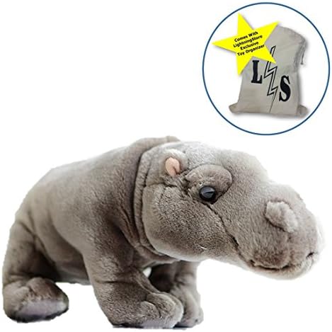 LightningStore Adorable Cute Hippo Doll Realistic Looking Stuffed Animal Plush Toys Plushie Children's Gifts Animals + Toy Organizer Bag Bundle