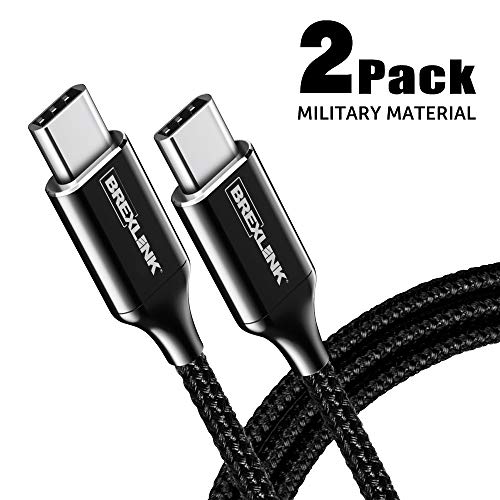BrexLink USB C to USB C Cable 6.6ft(2 Pack), USB 2.0 Type C Cable Fast Charge Braided Nylon for Google Pixel 2/2 XL/3/3XL, MacBook Pro, MacBook Air, iPad Pro 2018, Nintendo Switch, Samsung S8/S8+ S9