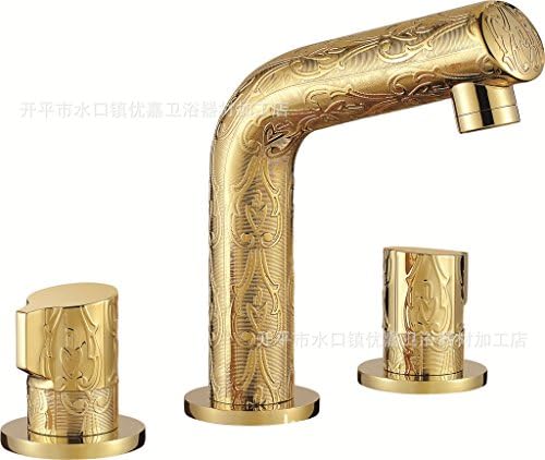 Furesnts Modern home kitchen and bathroom faucet Hao Jin vertical split basin faucet seven words pipe faucet European antique gold basin faucet ,(Standard G 1/2 universal hose ports)