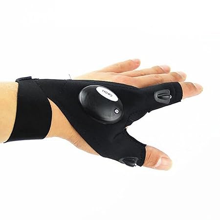 Cuitan LED Taschenlampe Handschuh, 2 LED Licht Nacht Outdoor Sport Daumen Zeigefinger-Handschuhe LED Licht Finger Handschuhe 