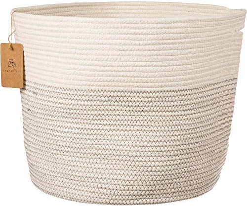 Collapsible Laundry Storage Basket - Cotton Rope Laundry Basket, Decorative Basket 17" x 14.7"- by Shop4Elite