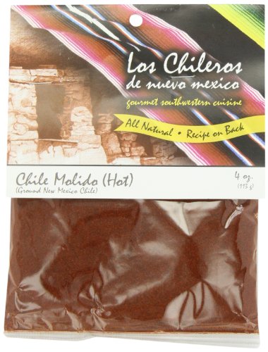 Los Chileros Chile Molido (Ground New Mexico Chile, Hot), 4-Ounce Packages (Pack of 12)