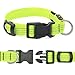 BSeen LED Dog Collar Nylon Webbing USB Rechargeable with 3 Reflective Strings Glowing Pet Safety Collars with Adjustable Buckle & D-Ring for Small Medium Large Dogs (Large, Neon Green)