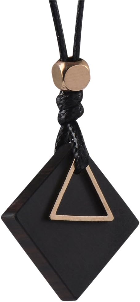 Original Handmade Wooden Pendant Necklace with Adjustable Wax Rope, for Him Gift for Her