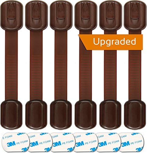 Baby Proofing Safety Cabinet Locks - Child Proof Latches for Drawer Cupboard Dresser Doors Closet Oven Refrigerator - Adjustable Childproof Straps by Oxlay - Brown | 6 Pack