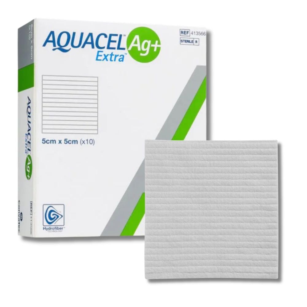 C.T ConvaTec 2926350 Aquacel Ag Hydrofiber Dressing, Square, 5 cm Width, 5 cm Length (Pack of 10)