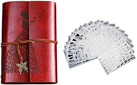 WCOCOW Leather Journal Vintage Handmade Refillable Travelers Notebook Diary Notepad Planner Photo Album Scrapbook Gift for Christmas Valentines Birthday Mother's Day (Butterfly Girl-Brown)