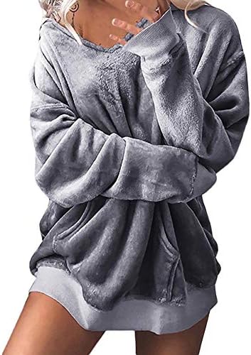 Women Hoodie,Ronamick Women's Ladies Fluffy SweaterLoose Fluffy Faux Fur Winter Sherpa Warm Outwear Long Sleeve Hooded Jumper Sweatshirt Oversize Coa
