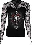Spiral - Womens - VAMP FANGS - Lace Neck Goth Top Black