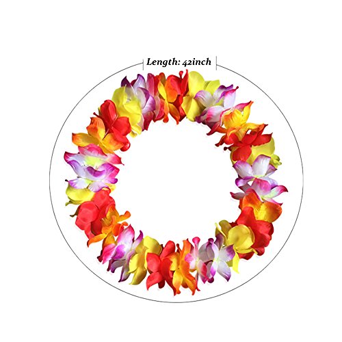 6pcs Large Size Fully Hawaiian Ruffled Flower Leis Necklace and 6pcs Egg Flower Hair Clips for Party Favor, Birthday Supplies，Wedding Decorations, Luau-themed Party, Hula-hula Beach Dance. - Thumbnail 2