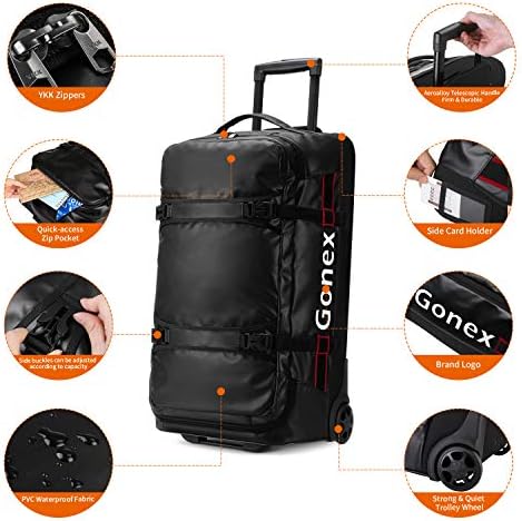 Gonex Rolling Duffle Bag with Wheels, 70L Water Repellent Wheeled Travel Duffel Luggage with Rollers 26 inch, Black 4 Gonex Rolling Duffle Bag with Wheels, 70L Water Repellent Wheeled Travel Duffel Luggage with Rollers 26 inch, Black