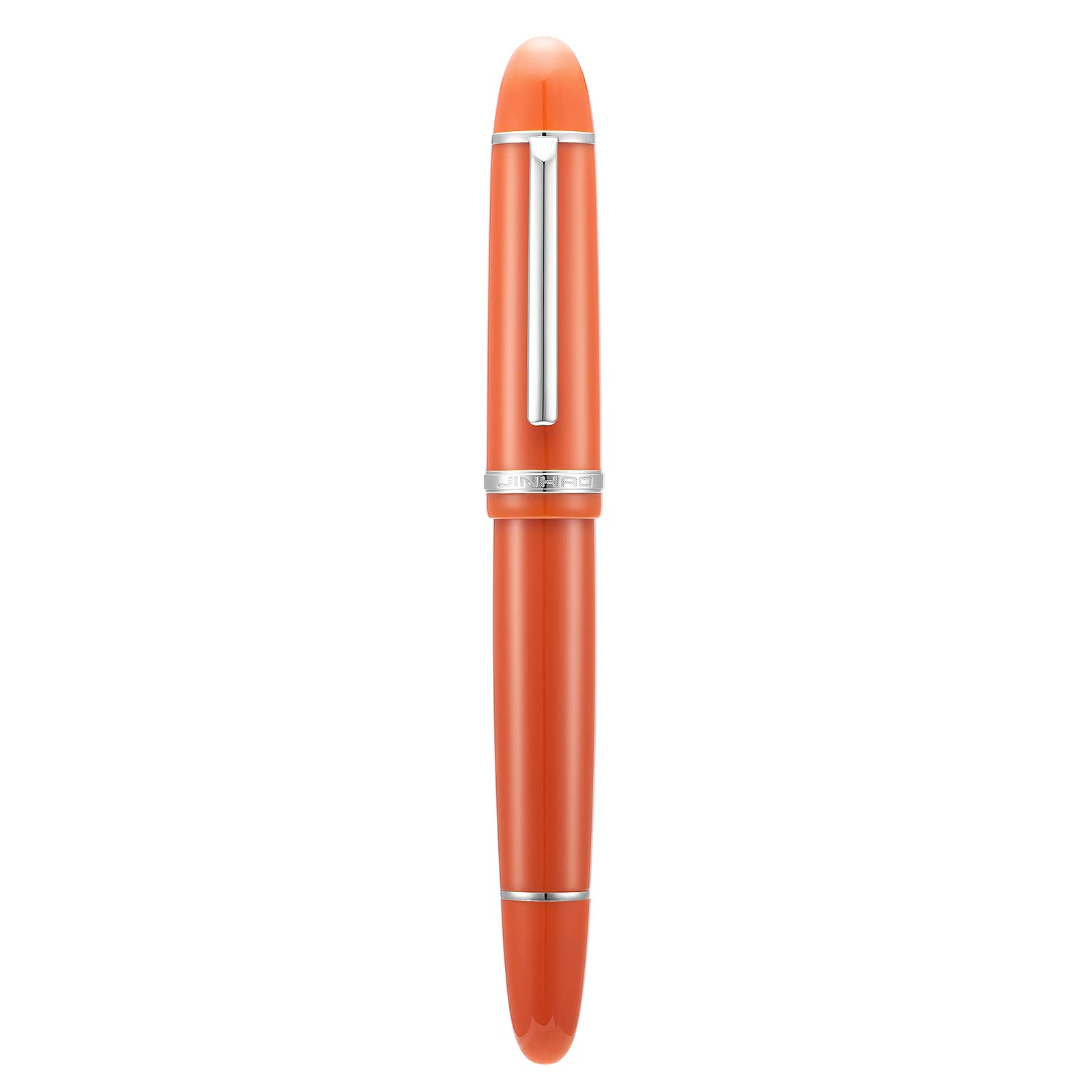 Jinhao X159 Extra Fine Nib Fountain Pen, Orange with Silver Clip Acrylic Big Size Writing Pen — image 1