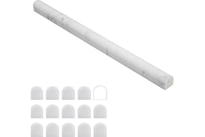Soulscrafts Carrara White Marble Pencil Liner, Marble Pencil Trim Molding 3/4x12 Inch Honed for Bathroom Shower Kitchen Backsplash Wall 15 Pcs/Box