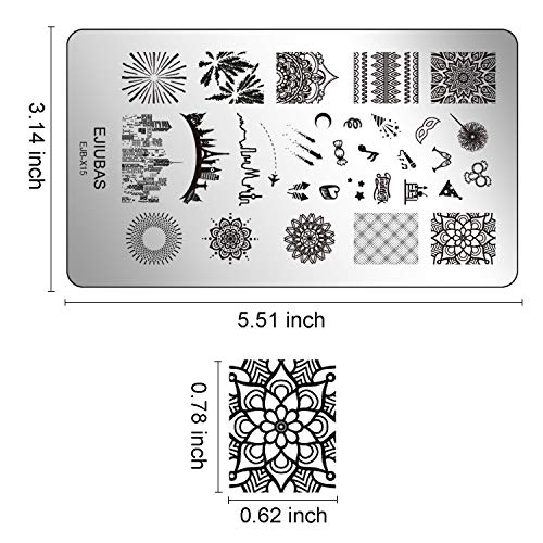 Ejiubas Nail Stamping Plates Double Side Nail Art Stamping Kits DIY Layering Plates Nail Stamper Templates 2pcs Nail Art Design EJB-X14 X15