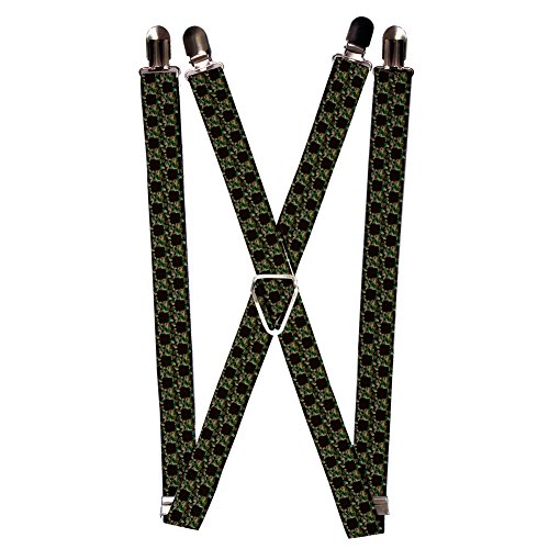 Camouflaged Camo Mini Skulls in Checkered Pattern Suspenders