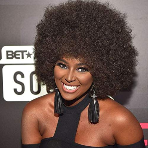 Short Afro Puffy Synthetic Hair Wig Andromeda Natural Black Heat