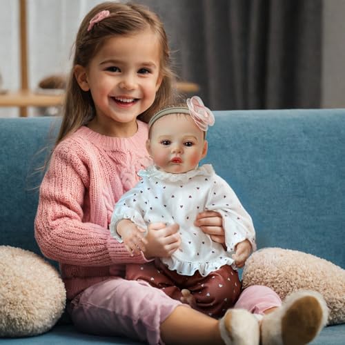 KSBD Reborn Baby Dolls - 18 Inch Realistic Baby Doll Girl, Real Life Baby Dolls with Cute Soft Vinyl Body, Real Baby Doll Newborn Lifelike Baby Gift with Accessories for 3+ Years Old Kids
