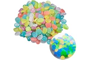 AEIMIAIDE 400PCS Big Glowing Stones, Mixed Colours Glowing Stones for Fish Tank Lawn Patio Garden Outdoor Deco and DIY Ideas 