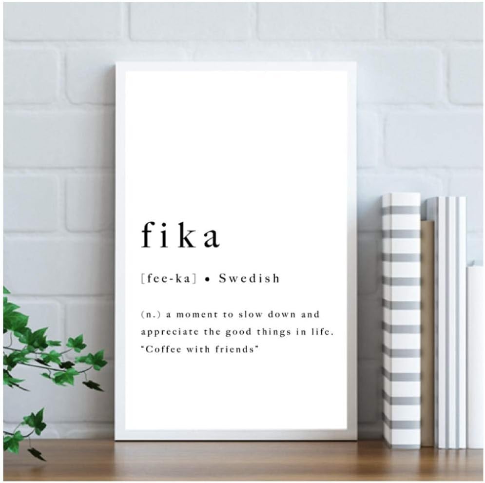 dayanzai Fika Swedish Quote Art Print Inspirational Poster Sweden Scandinavian Modern Wall Art Canvas Painting Prints…