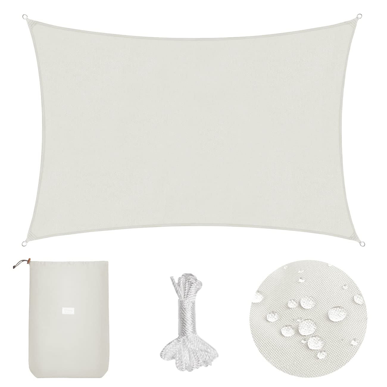 Sekey Sun Shade, Sun Shade, Tear-Resistant, Weather Protection, UV Protection for Outdoor Garden Patio with Ropes