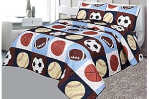 GOLDEN LINENS LLC Golden linens Printed Kids Bedspread/Coverlet Sets/Quilt Set (Full, Sport 02)