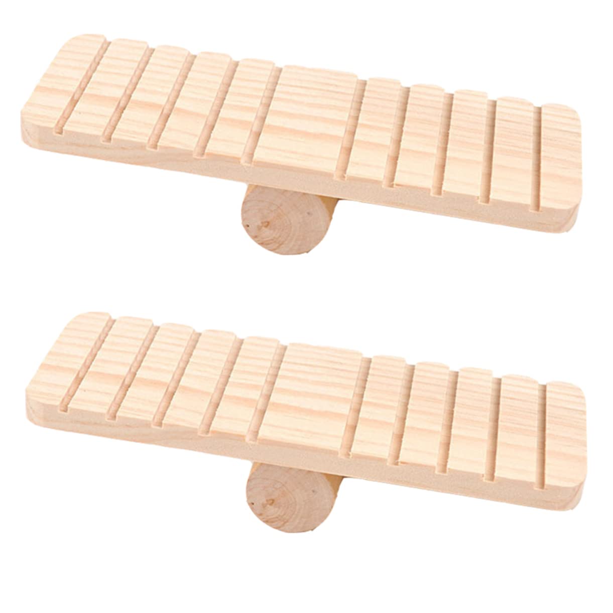 POPETPOP Hamster Seesaw - 2pcs Hamster Toys Wooden Seesaw Bridge Exercise Platforms Hamster Chew Toys Hamster Cage Accessories Small Animals Seesaws for Gerbil Hedgehog Chinchilla