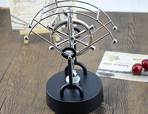 JLER Fan-shaped Asteroid Kinetic Newton’s Cradle Balance Bumper Balls Physics Science Desk Toy (silver-rudder)