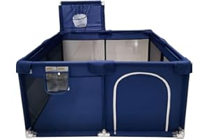 HI SUYI Portable Baby Ball Pit Playpen Playard Fence with Basketball Hoop Breathable Mesh for Indoors Outdoors Infant Toddler Kids Large