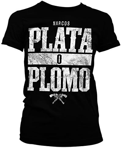 Narcos T Shirt Plata O Plomo Official Womens Junior Fit Black