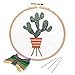 Unime Full Range of Embroidery Starter Kit with Partten, Cross Stitch Kit Including Embroidery Cloth with Color Pattern, Bamboo Embroidery Hoop, Color Threads, and Tools Kit (Dark Cactus)