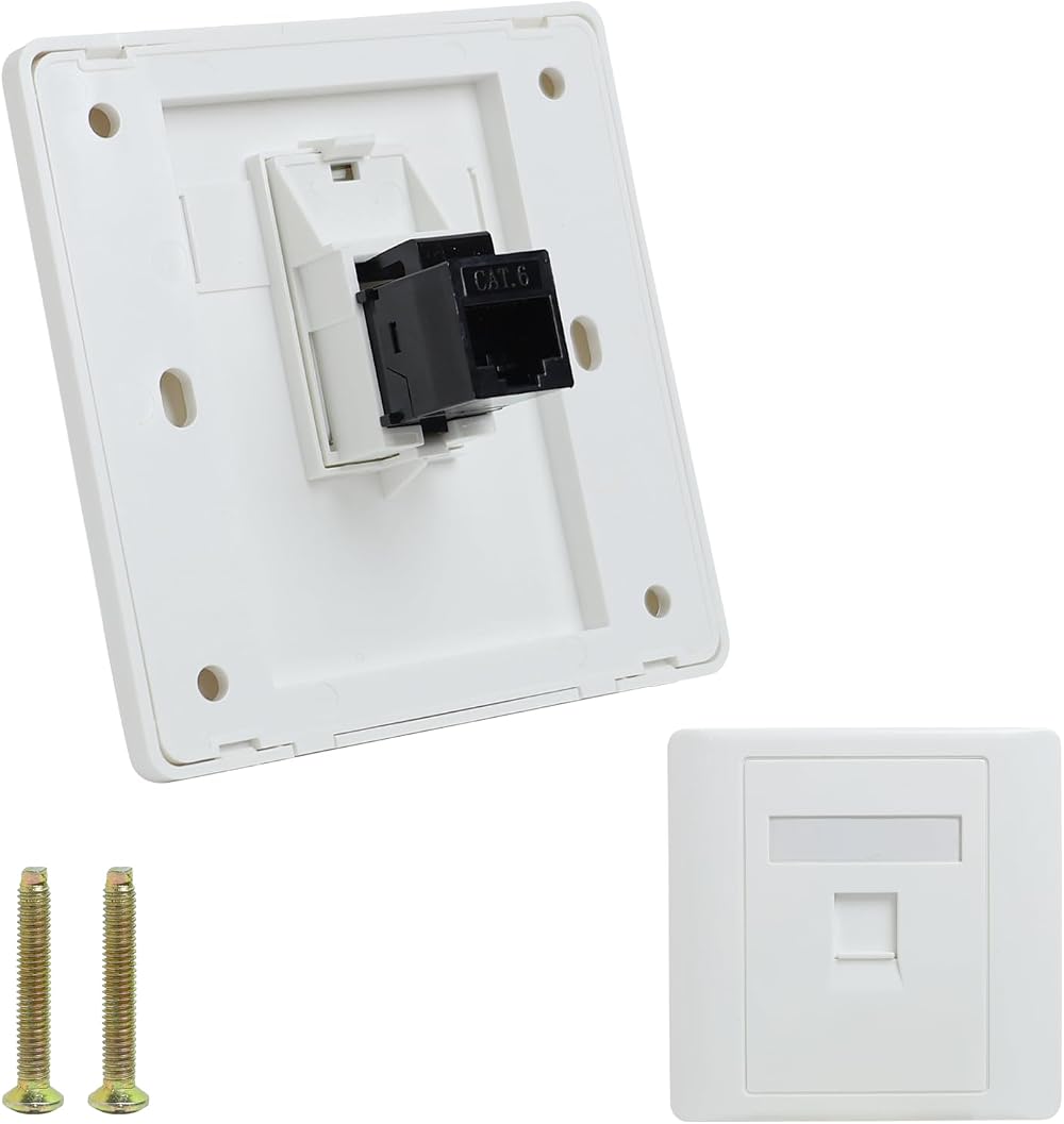 Sakerr Cat6 Gigabit RJ45 Network Socket Dual-Pass Ethernet Wall Outlet Female