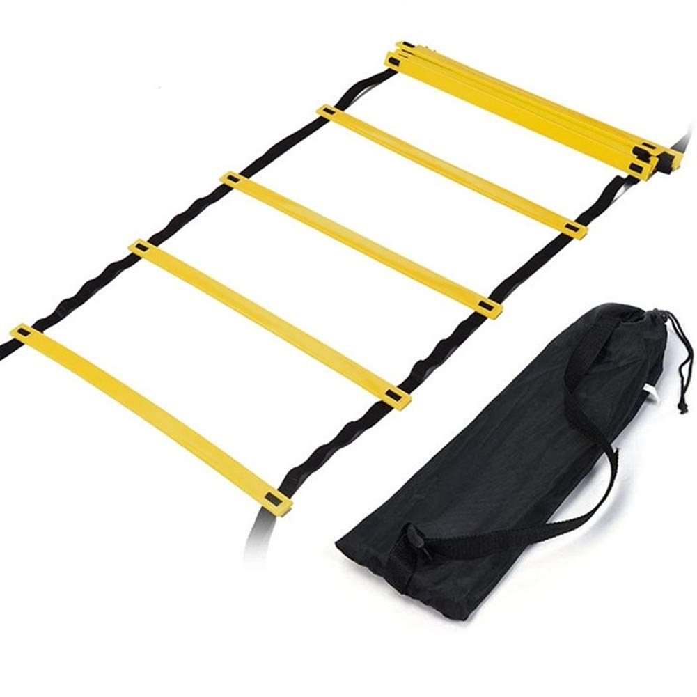 FJYOURIA Agility Ladder, 12 Rung Adjustable Speed Ladder Training Ladder Speed Training Equipment with Carry Bag, Football Flexibility Training Jumping Ladder (Yellow)