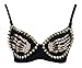 Charmian Women's B Cup Goth Punk Metallic Rivets Skeleton Clubwear Party Bra Top