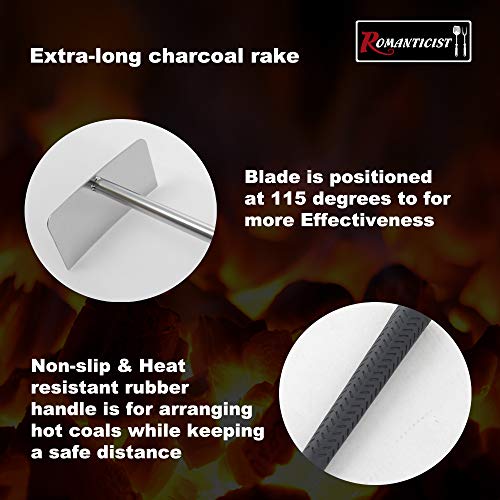 image for ROMANTICIST Heavy Duty Stainless Steel Ash Tool Rake with 24” Long R