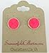 Summerfield Collection Silver-tone Faux Druzy Stone Stud Earrings 12mm (Neon Pink)
