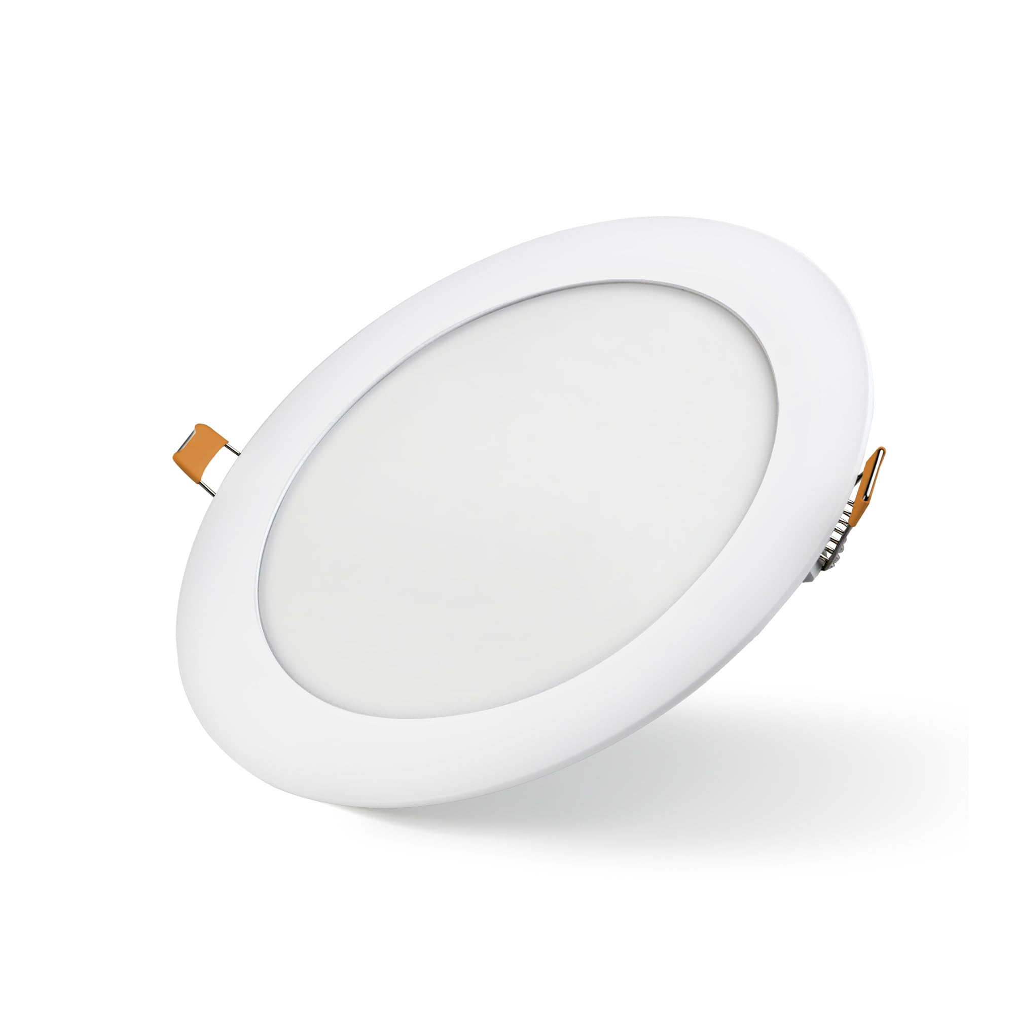 Bright Source LED Round Panel Downlight, Slimline Recessed Ceiling Spotlight, White Trim, 12W, 960lm, 3CCT Adjustable Colour 3000K 4000K 6000K, IP20, 155mm Cutout