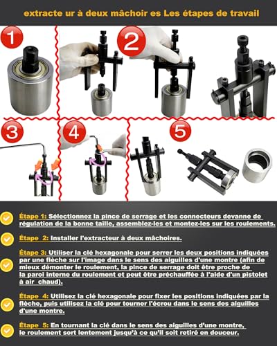 XSTARYE Upgrade Bicycle Inner Bearing Puller with Sliding Hammer & Two Jaw Puller Blind Hole Puller Bearing with 8 Expansion Clamp (8-32mm)
