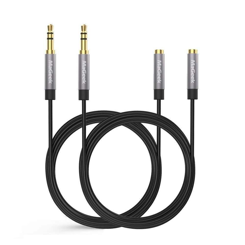 MaGeek 3.5mm Audio Aux Extension Cable, (2-Pack, 3.0m) Super Long TRRS 4-Pole Headphone Cable Male to Female Auxiliary Extension Adapter for Beats, iPad, Car Stereo and more