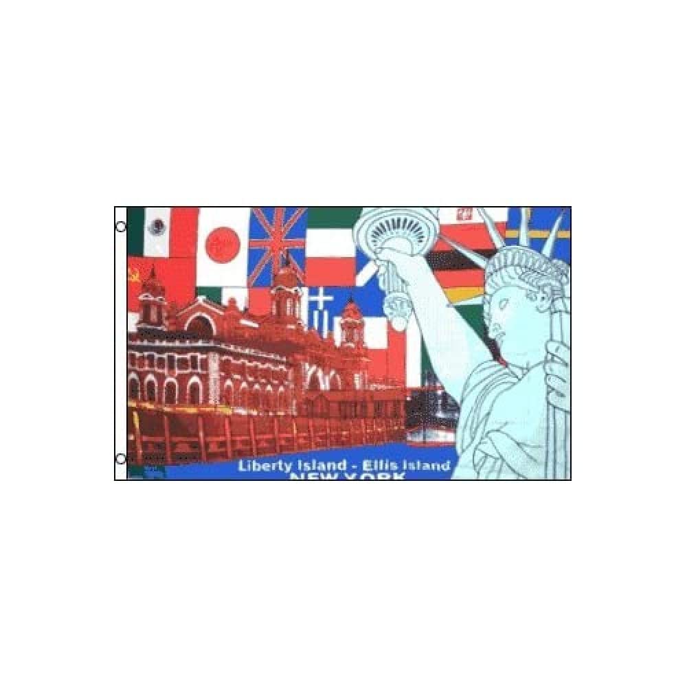 AZ FLAG - New York Liberty Island Flag - 3x5 Ft - 100D Polyester New-York Banner with Two Metal Grommets - Fade Resistant - Vivid Colors - 3' x 5' Feet - 150x90 Cm
