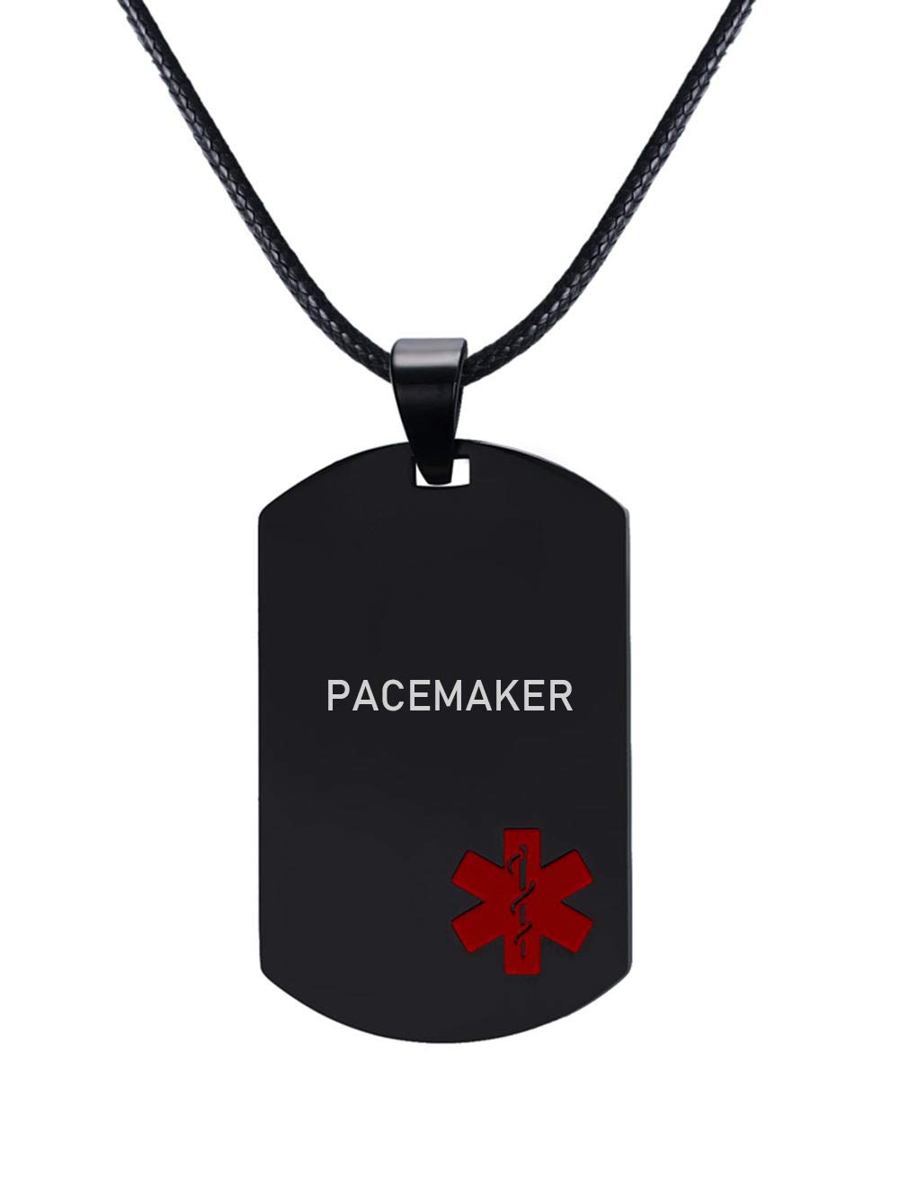 XUANPAI Stainless Steel Custom Personalised Emergency Medical Alert Dog Tag Pendant Necklace Engraved PACEMAKER