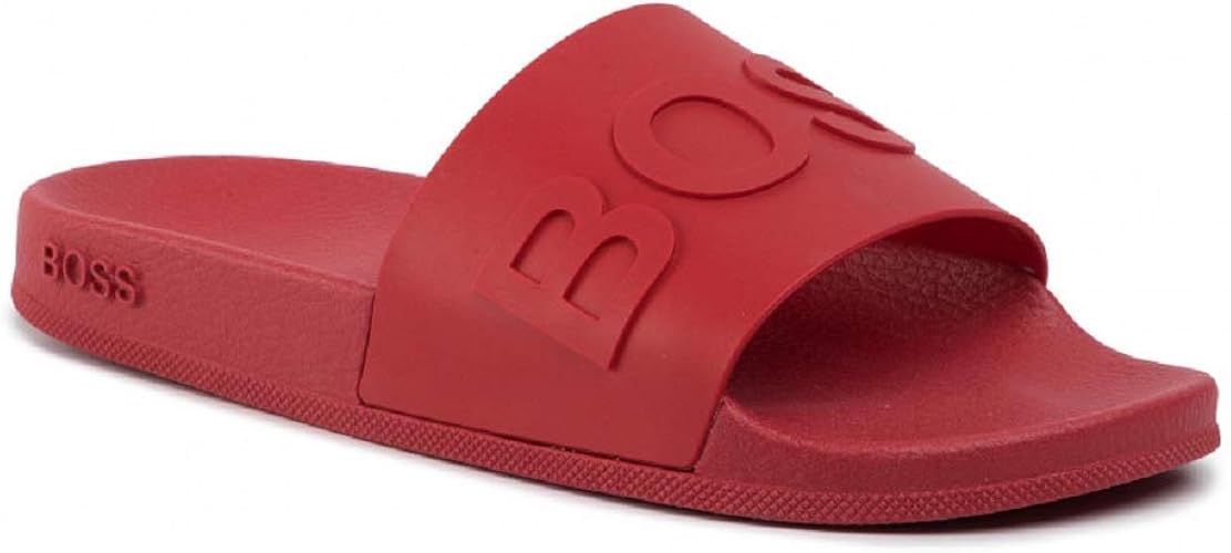 Amazon.com | Hugo Boss Men's Bay Slid rblg by BOSS Medium Red | Sandals
