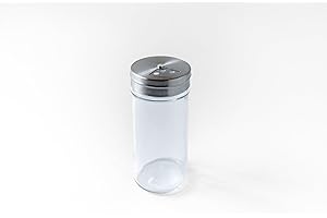 Fox Run Glass Spice Jar with Stainless Steel Shaker Lid, 4 Ounce Clear Seasoning Shaker