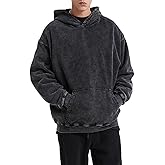 POHADON Oversized Hoodies for Men Women Acid Wash Heavy Cotton Hooded Pullover Sweatshirt Vintage Y2k Streetwear